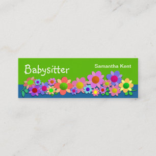 Söt Färgblommor Babysittande Mini Visitkort