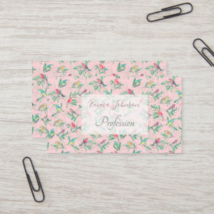 Söt Färgfåglar Löv Vintage Rosa Design Visitkort
