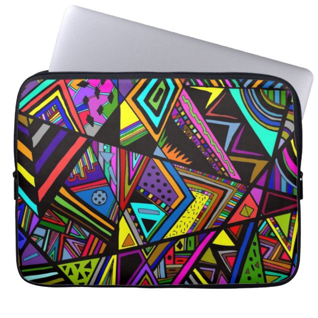 Söt färgglad abstrakt ritmönsterdesign laptop sleeve (Framsidan)