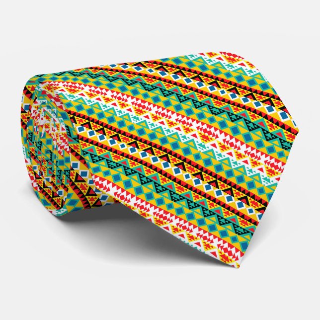 Söt färgglad aztekisk mönsterdesign slips (Rullad)