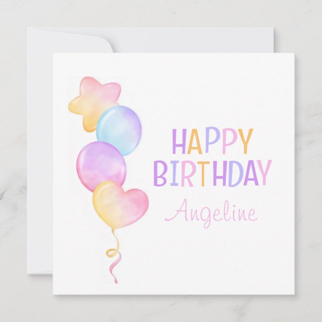 Söt Färgglad Ballong Barn Glad Födelsedag (Framsida)