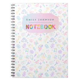 Söt Färgglad Barnnamn Ljus Regnbågsfärger Anteckningsbok