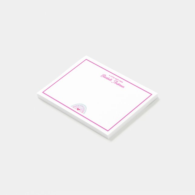 Söt färgglad boho regnbåge flickig personlig post-it block (Vinklad)