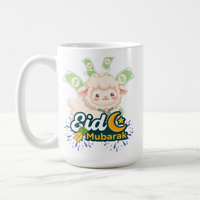 Söt Färgglad Eid Mubarak Får Barn T-Shirt - Lyckli Kaffemugg (Vänster)