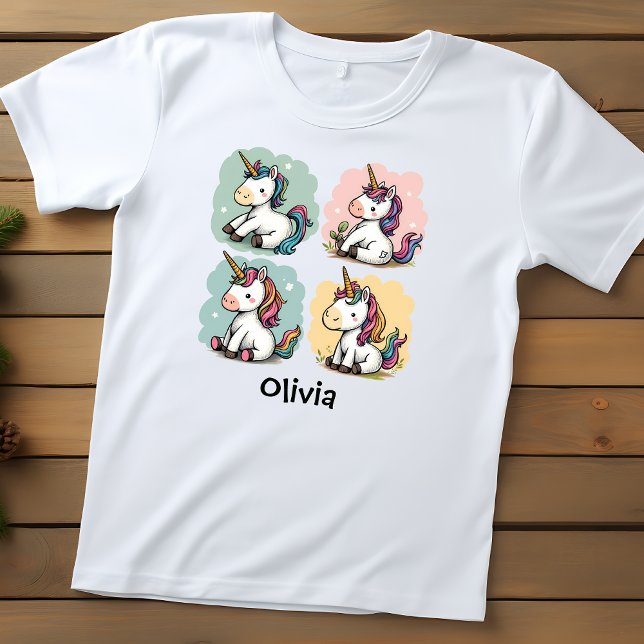 Söt färgglad enhörning klotter klänning för småbar t shirt (Skapare uppladdad)