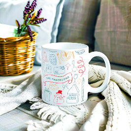 Söt färgglad fantasifull juldoodle kaffemugg