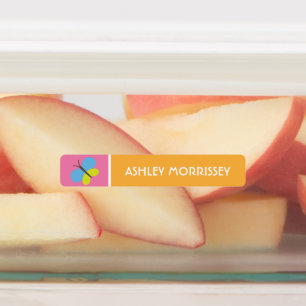 Söt Färgglad Fjäril Barnnamn Klistermärke