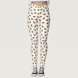 Söt färgglad fjärilsutskrift på vit bakgrund leggings