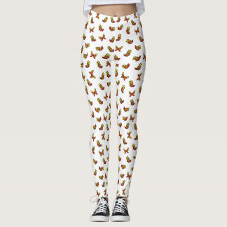 Söt färgglad fjärilsutskrift på vit bakgrund leggings