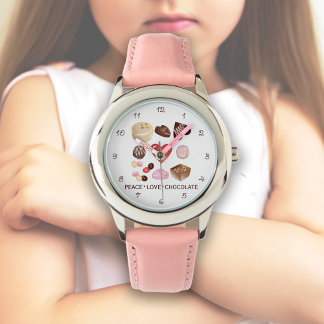Söt Färgglad Fred Kärlek Choklad Godis Hjärtan Armbandsur