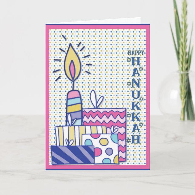 Söt färgglad glad Hanukkah Helgkort (Framsida)