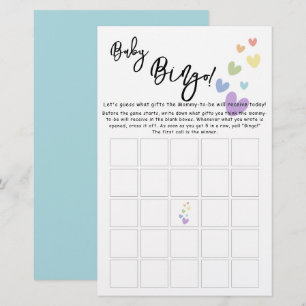 Söt & färgglad hjärtan Baby Bingo spel Flyer