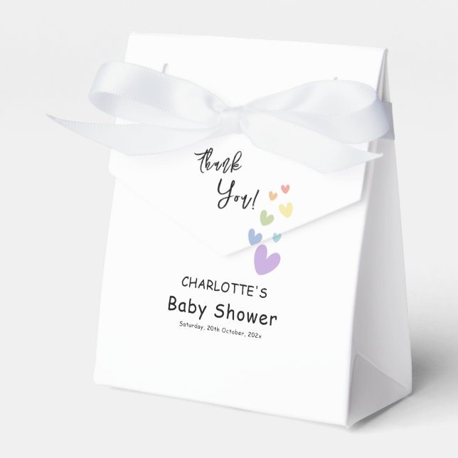 Söt & färgglad hjärtan baby shower presentaskar (Framsidan Sidan)