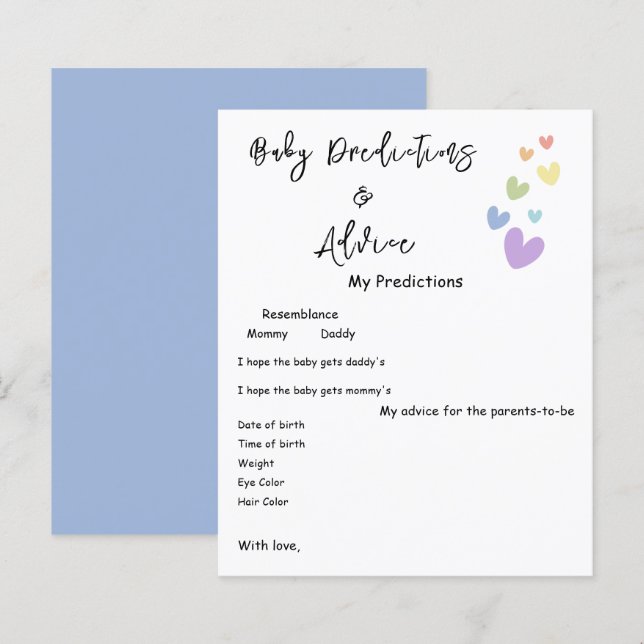 Söt & Färgglad Hjärtan Baby Shower Spel Flyer (Fram/baksida)
