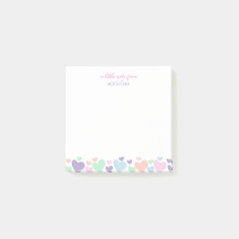 Söt färgglad hjärtformad tjejskrift pappersvaror post-it block