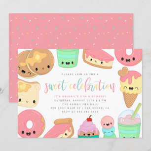 Söt Färgglad Kawaii Söt Elements Barns Födelsedag Inbjudningar