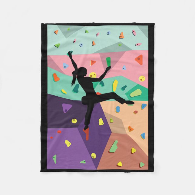 Söt Färgglad Klippvägg för Klippning Bouldering Fleecefilt (Framsidan)