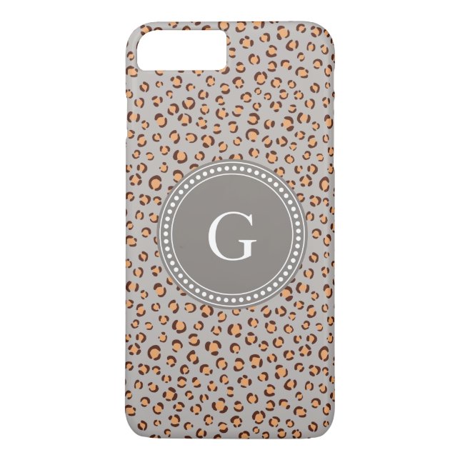 Söt färgglad orange brun gepardtryck monogram Case-Mate iPhone skal (Baksida)