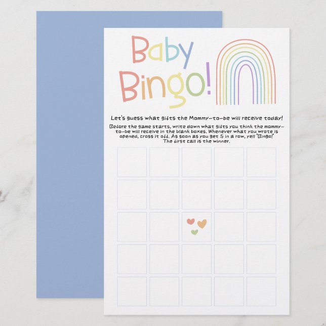 Söt Färgglad Regnbåge Baby Bingo Spel Flyer (Fram/baksida)