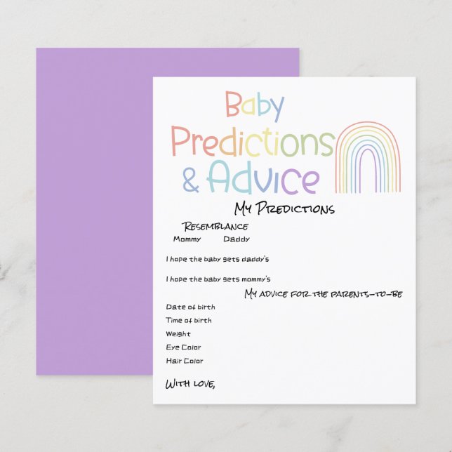Söt Färgglad Regnbåge Baby Shower Spel Flyer (Fram/baksida)