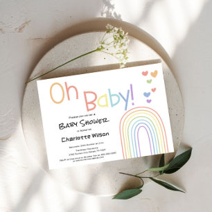 Söt färgglad regnbåge med hjärtan Baby Shower Inbjudningar
