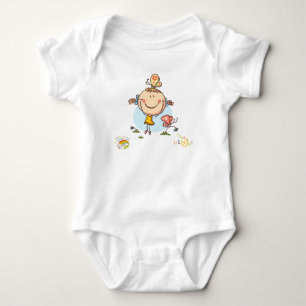 Söt Färgglad Regnbåge Stavfigur Fågel Fjäril T Shirt