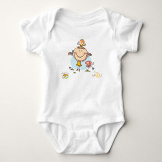 Söt Färgglad Regnbåge Stavfigur Fågel Fjäril T Shirt