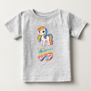 Söt, färgglad regnbågs enhörning baby bodysuit t shirt