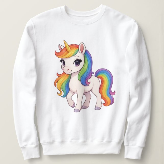 Söt, färgglad regnbågsenhörning t shirt (Design framsida)