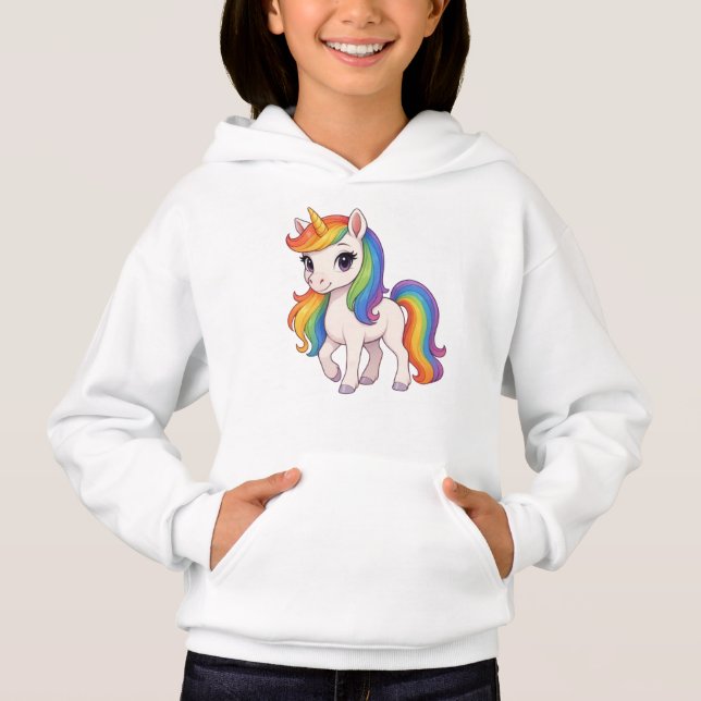 Söt, färgglad regnbågsenhörning t shirt (Framsida)