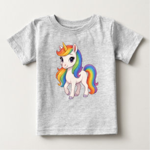 Söt, färgglad regnbågsenhörning t shirt