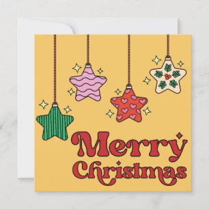 Söt färgglad retro stjärnig glad jul julkort