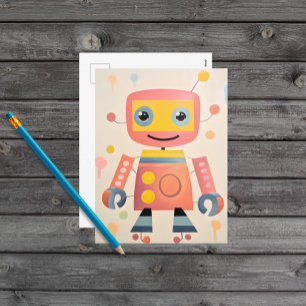 Söt färgglad robot-postkort för barn helg vykort
