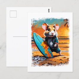Söt, färgglad serieillustration av hamster som sur vykort
