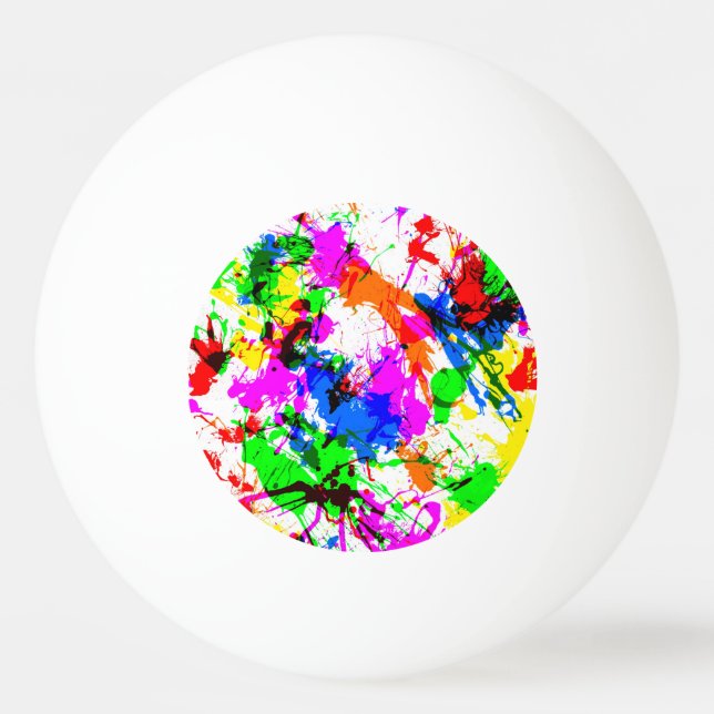 Söt färgglad stänkande målardesign pingisboll (Framsidan)