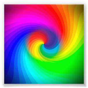 Söt färgglad Tie Dye regnbåge Virvel Art Mönster Fototryck