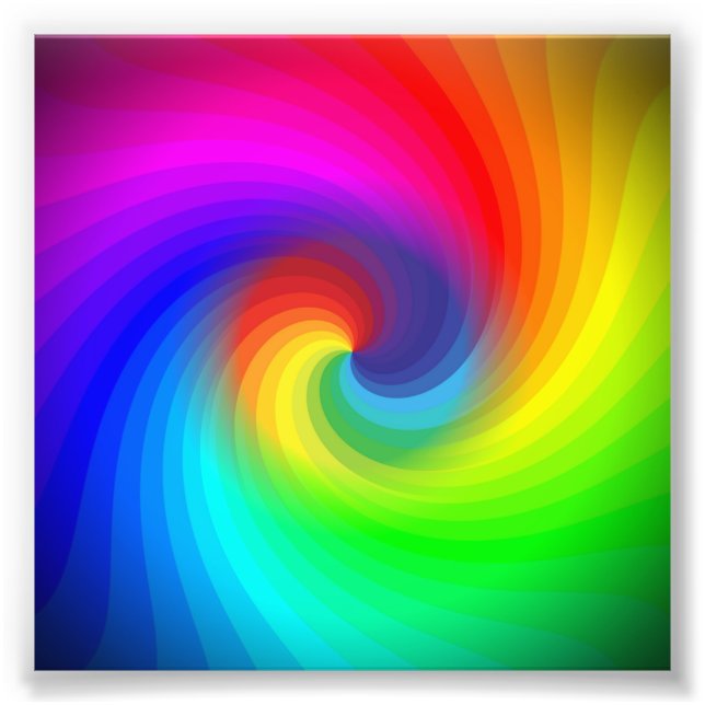 Söt färgglad Tie Dye regnbåge Virvel Art Mönster Fototryck (Framsidan)