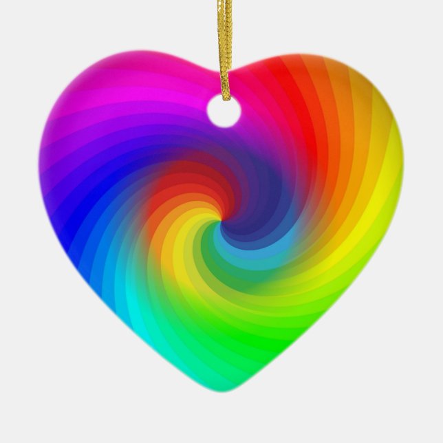 Söt färgglad Tie Dye regnbåge virvel konst mönster Julgransprydnad Keramik (Framsidan)