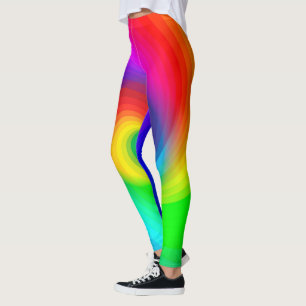 Söt färgglad Tie Dye regnbåge virvel konst mönster Leggings