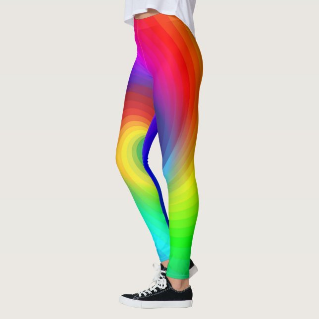 Söt färgglad Tie Dye regnbåge virvel konst mönster Leggings (Vänster)