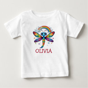 Söt färgglad trollslända med regnbåge t shirt