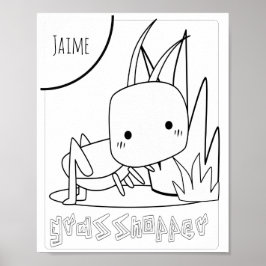 Söt Färgläggning Gräshoppa Namn Poster