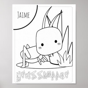 Söt Färgläggning Gräshoppa Namn Poster