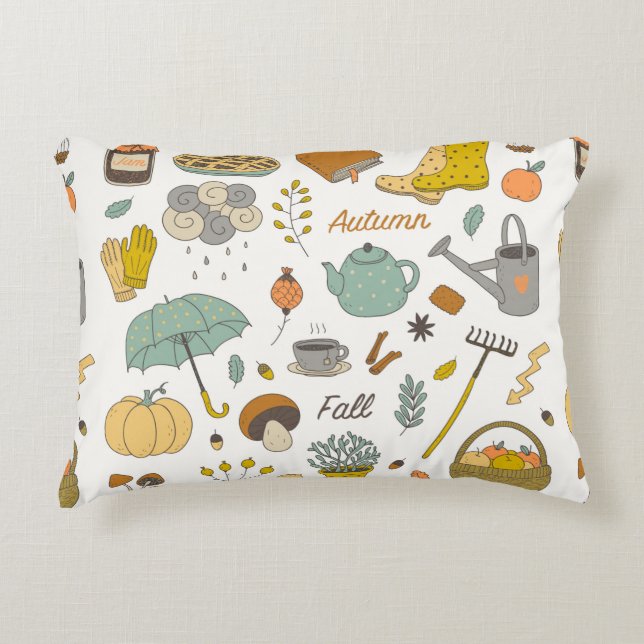 Söt färglös hand plockade-vintage-falluppsättning  prydnadskudde (Framsidan)