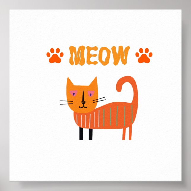 Söt färglös katt ser underbar ut poster (Framsidan)