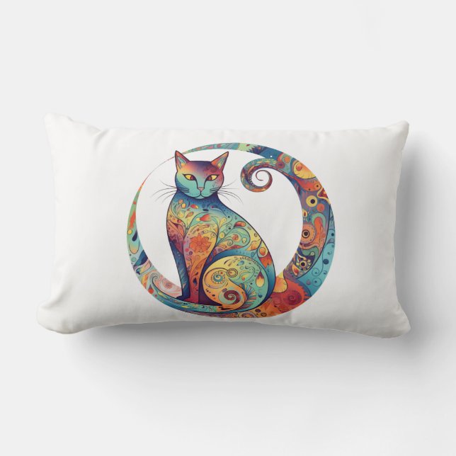 Söt, färglös kattdesign lumbarkudde (Framsida)