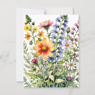 Söt färglös målarfärg för vilda blommor vykort
