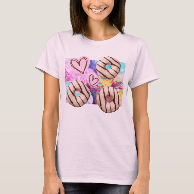 Söt, färglös, Roligt Rainbow Donut Dam T-Shirt (Framsida)