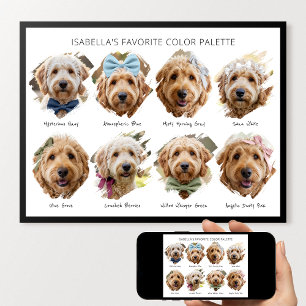 Söt färgpalett Anpassad foto-målad färgprov Hund Poster