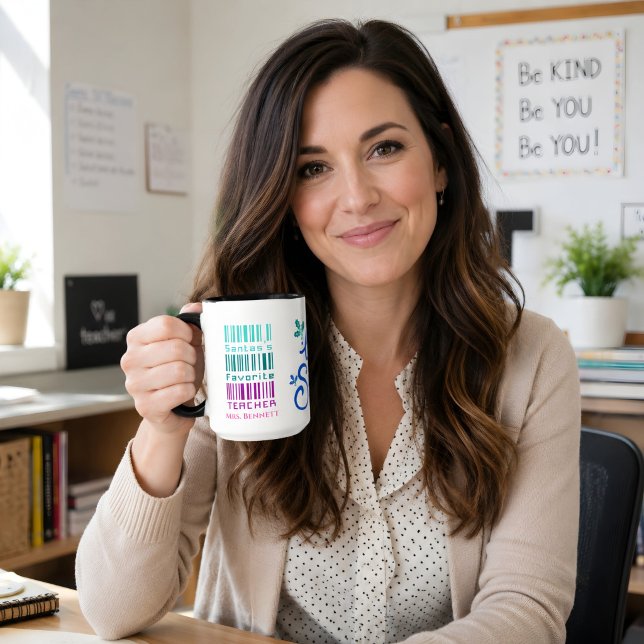 Söt Färgrik Anpassad Namn Jul Presenter Till Lärar Mugg (Teacher coffee mug gift. )